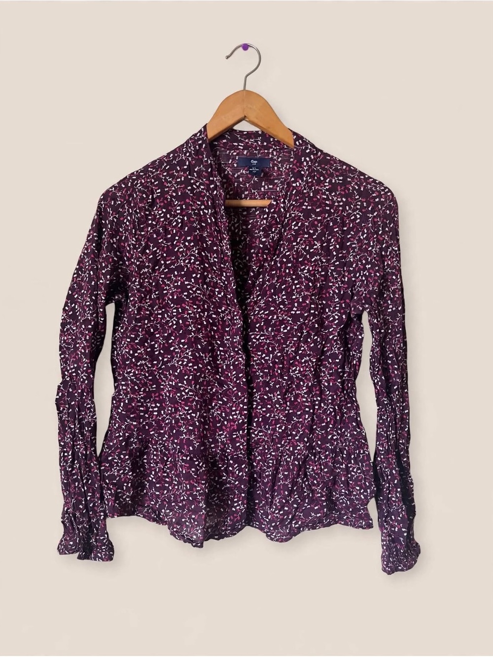 GAP Plum Floral Button-Down Blouse